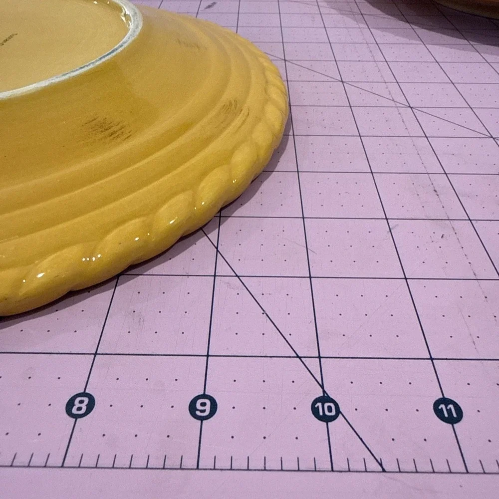 Artimino TUSCAN COUNTRYSIDE Yellow Embossed Ceramic Plates Set of 2 w/‎ Chips